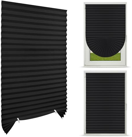 NUTKIT No Drill Temporary Blinds, 50% Blackout Pleated Blinds, 60 * 150cm