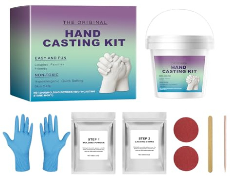 Kit Calcos Mani Coppia E Famiglia - Kit Gesso Per Stampis Mani 3D, Con Modellazione Di Polvere, Casting In Polvere, Regalo Romantico Fai Da Te, Per Coppie, Fidanzati E Famiglie, Anniversari, Matrimoni