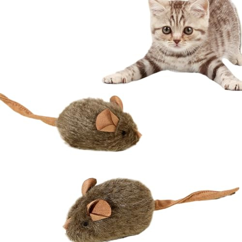 Souris Chat – Dispositif Sonore Intégré En Tissu Peluche | 2 Pièces Jouet De Chat En Mouvement Réaliste | Jouet Souris Pour Chats, Chatons, Jeu Interactif, Divertissement Pour Animaux De Compagnie, Ex