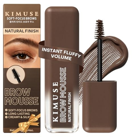 KIMUSE Mousse Voluminizadora para Cejas, Tinte Impermeable Larga Duración | Textura Aireada y Pigmentada, Cepillo Esponjoso de Precisión que Recubre Cada Pelo para un Look Lleno y sin Peso