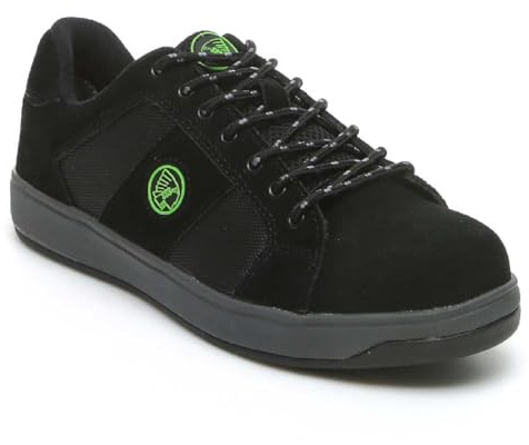 Apache Kick Suede Safety Trainer | Black Size 12 UK | Steel Toe Cap | Midsole Protection | Lightweight Rubber Outsole | Suede Canvas Upper