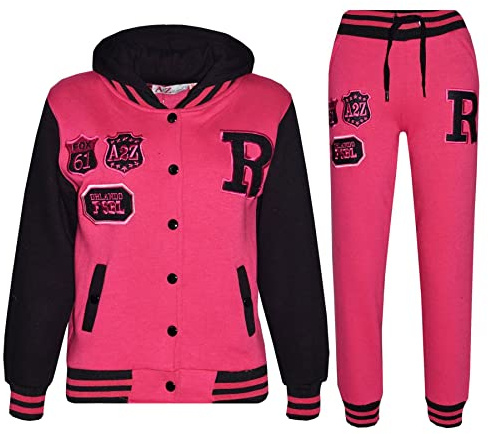 A2Z 4 Kids Unisex Baseball Tracksuit Varsity Hoodie Jogger Outfit Set | Fleece Activewear Ensemble Featuring Contrast Panels For Daily Comfort