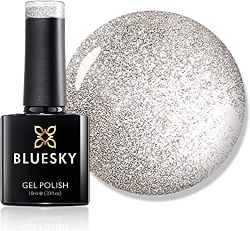 Bluesky Gel Nail Polish, Safety Pin 80606, Silver Glitter, Long Lasting, Chip Resistant, 10 ml (Requires Drying Under UV LED Lamp)