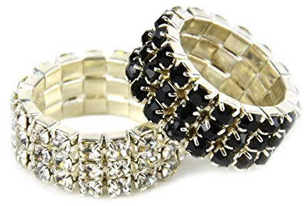 Lincoln Diamante Plaiting Bands Silver 5 per bag