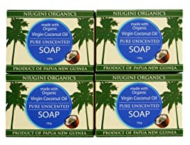 Zertifizierte Bio Körperseife von NIUGINI ORGANICS aus 100% Bio Kokosöl | Die reinste Lavendelseife der Welt | Naturseife | Besser als Fairtrade | Nachhaltige Produktion | Lavendel, 4 x 100g
