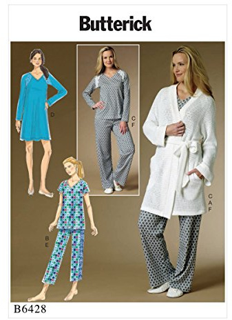 Butterick Sewing Pattern B6428 Misses’ Robe, Raglan Sleeve Tops and Gown, and Pull-On Trousers