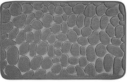WohnDirect Badezimmerteppich mit Memory Foam - Rutschfester Badteppich - Badematte waschbar & schnelltrocknend auch ideal als Duschvorleger - Badvorleger 50 x 80 cm - Grau