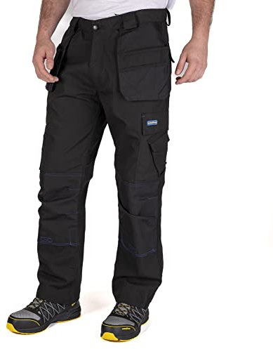 Goodyear Herren Triple-genähtes Holster Taschen-Multi-Werkzeug-Taschen Klassische Fracht Kneepad Taschen Arbeitssicherheit Hosen, Schwarz, 30 Taille Regular Leg (31 )