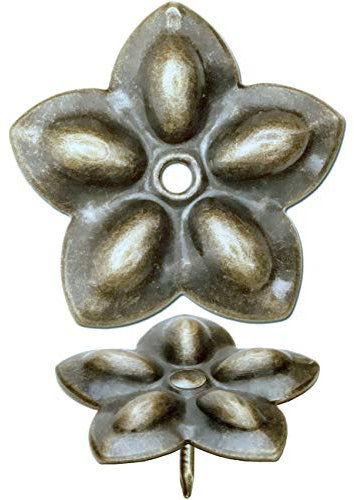 Fuxxer, 50 chiodi per decorazioni antiche, chiodo ornamentale, chiodo per imbottitura, chiodo per mobili, vintage, look antico in bronzo/ottone, 23 x 23 mm, set da 50