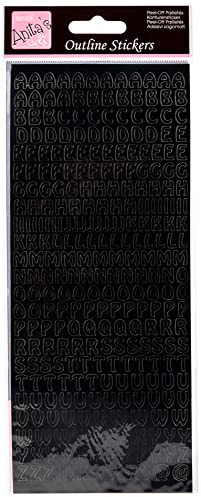 Anitas Outline Stickers, Alphabet, Black, For Scrapbooking, Card Making, Kids Play, Homework, Art, Craft, Embelish, Decorative, Paper, Card, Glass, Metal, Plastic, Foam
