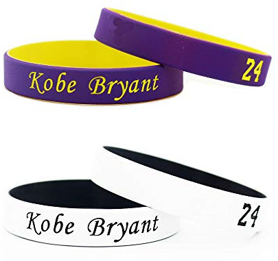 Lorh's store Basketball Stern Unterschrift doppelte Farbe Fans Armbänder Sport absorbieren Schweiß Silikon Armband 4 Stück (Kobe Bryant)