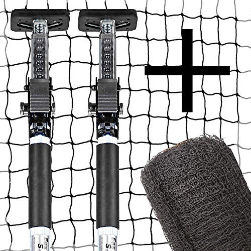 ALLEGRA Katzennetz für Balkon und Fenster, Katzenschutznetz mit Stangen und Halterung, Set mit Netz Teleskopstange Spannstangen ohne Bohren zum Klemmen Transparent Schwarz Grün