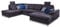 Cavadore Wohnlandschaft Castiel mit Federkern / Großes U-Form-Sofa mit Schlaffunktion, Bettkasten, Sitztiefenverstellung und Kopfstützen / 368 x 114 x 232 / Webstoff, Dunkelblau