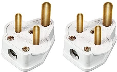 2Pcs 5 Amp Round Pin Plug Lamp,Round 3 Pin Plugs for Stage Lighting Lamp(White) (2)
