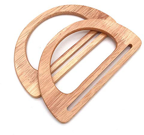 POFET 2Pcs D Form Holzgriff Ersatz für handgefertigte Tasche Handtaschen Geldbörse Griff charmanten Rahmen Leinwand Einkaufstasche