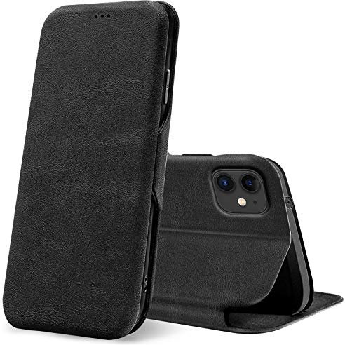 Verco Case per Apple iPhone 11 Custodia, Cover a Libro Pelle PU per iPhone 11 Custodia Premio Booklet Protettiva, Nero