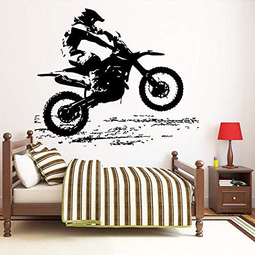 NSRJDSYT Motocross Wandtattoo für Jungen Motorrad Wandaufkleber Dirt Bike Wanddekor Schlafzimmer Poster Vinyl Wandbilder Dekoration 85x71cm