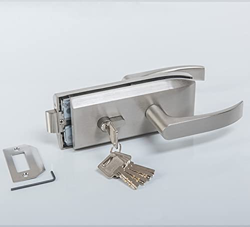Cfty Cerradura de puertaPuerta de Vidrio de Oficina Cerraduras de manija de Acero Inoxidable Cerradura de Puerta de Vidrio Puerta Simple o Doble Fácil de Instalar Hardware