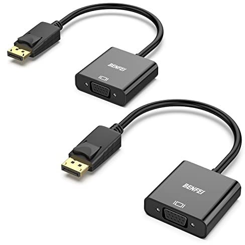 BENFEI Adaptateur DisplayPort vers VGA,DP vers VGA plaqué Or (mâle vers Femelle) Compatible pour Lenovo, Dell, HP, ASUS,Lot de 2