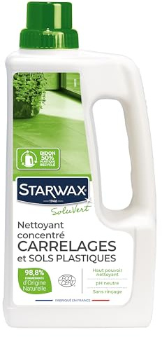 Starwax SolUVERT Reinigungsmittel für Fliesen und Kunststoffböden, konzentriert, 1 l, Ecocert – ideal für die effektive Reinigung ohne Anstrengung (pH-neutral) von Fliesen oder PVC Böden
