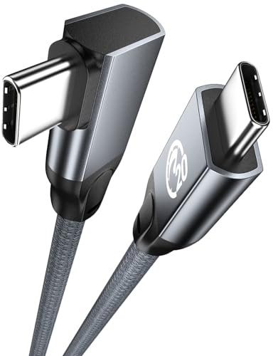 UseBean Cable USB C a USB C 100W 1M, ángulo Derecho 90 Grados USB 3.2 Gen2x2 20Gbps 4K@60Hz Vídeo&PD Carga Rápida,Cable de Nylon Trenzado USB Tipo C para iPhone 15 iPad Pro MacBook Galaxy S24