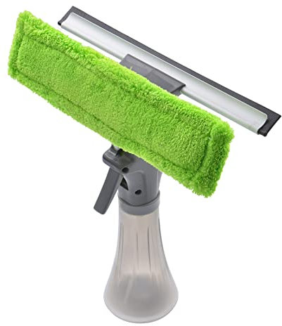 Spray Window Squeegee with Microfibre Pad Grey/Green