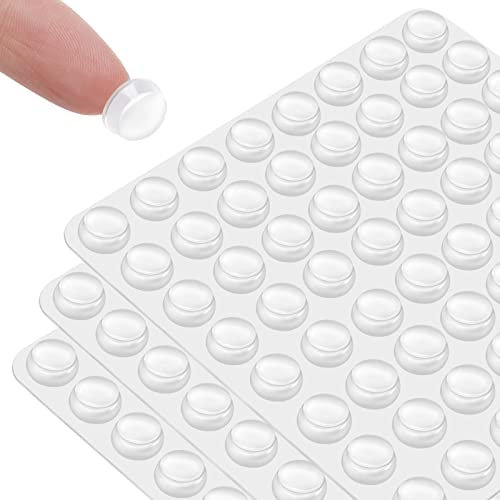 192Pack Clear Cabinet Door Bumpers，1/2'' Diameter Rubber Bumpers Self Adhesive，Widely Used in Drawer Bumpers, Cabinet Stoppers, Glass Tops, Picture Frames, Kitchen Furniture Dampening Noise
