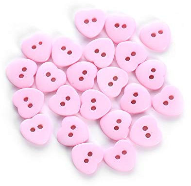 Générique Knöpfe zum Nähen, 24 Stück, 2 Löcher in Herzform, Knöpfe für Kinder, Kleidung für Kinder, Nähen und Scrapbooking, manuell, Rosa, kreativ und nützlich