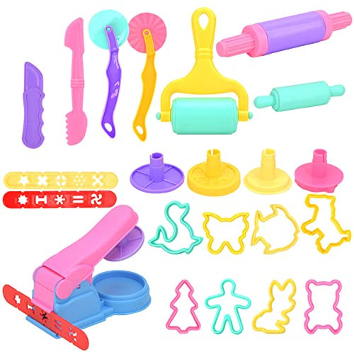 LiRiQi Knetwerkzeug, Teig Plastilin Werkzeuge, 22 Stück Knete zubehör, Zufällige Farben, Knete Zubehör Kinder, Clay Extruder Ausstechformen, DIY Knetmasse, Küchenspielzeug (zufällige Farbe)