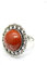 ARTQ Steinring Runder Roter Jaspis-Natursteinring Für Damen, Verstellbarer Öffnungsring, Aushöhlen, Blume, Aussage, Einfacher Steinring, Muttertagsgeschenk Für Mutter, Ehefrau, Freundin