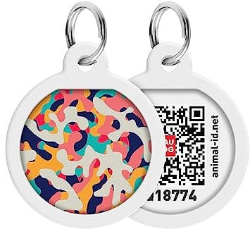 Pet ID Tag für Hund Katze mit QR Passport Global Suchsystem von verlorenen Haustieren Digital ID Hund Tag Multicolored Camo
