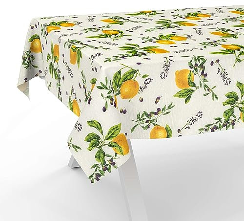Tischdecke aus Stoff Textil abwaschbar Tischwäsche Tischtuch Baumwolle Polyester Lemon 100x140cm In-/Outdoor Tischdecke