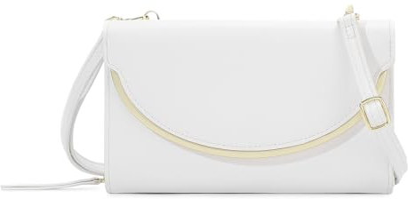 VINBAGGE Damen Umhängetasche PU Leder Kleine Schultertasche Kette Tasche Handtasche Vintage Crossbody Bag Frauen Arbeit Schule Shopper Reise - Weiß