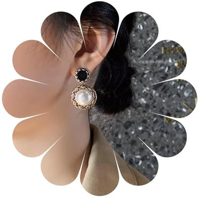 Cimenexe Böhmische Schwarze Emaille Kreis Baumeln Ohrringe Runde Perle Tropfen Ohrringe Gold Texturierte Kreis Ohrringe Gehämmert Kreis Ohrstecker Schmuck Für Frauen Und Mädchen Geschenke