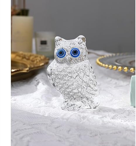 Niedliche Kristall-Eule-Figur, Miniaturen, Kunst, Glas, Briefbeschwerer, Tiere, Tischdekoration, Dekoration, Kindergeschenk (weiß)