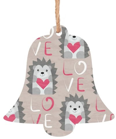 Weihnachtsschmuck, Holz-Weihnachtsbaumschmuck, Heim-Kamin-Hängeanhänger, 4 Stück, Igel mit Herzliebe