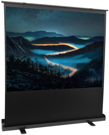 Pantalla de proyección independiente de pie, pantalla de proyección HD de 80 pulgadas, blanco mate, área de proyector 3D para el hogar, escuela (4:3, 164x123cm)