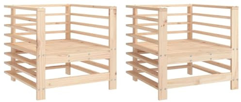vidaXL Gartenstuhl 2 STK., Modular Gartenmöbel Lounge, Holzstuhl Stuhl für Garten Terrasse Balkon, Gartensessel Balkonstuhl, Massivholz Kiefer
