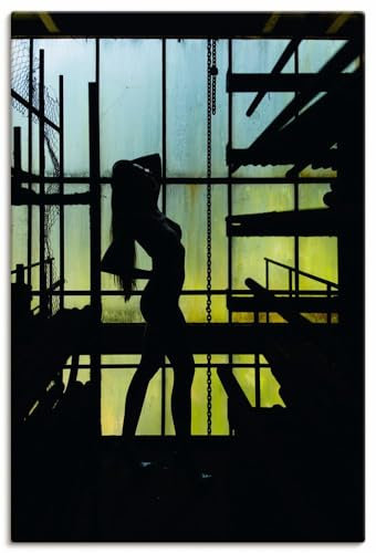 ARTLAND Wanddeko Leinwand Bilder Wandbild Loft Industrie Deko Lost Places Erotik Romantik Frau Silhouette Schatten U5AV