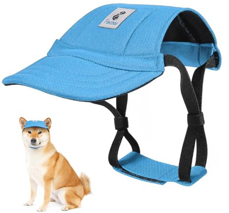 Pawaboo Hunde Baseballmütze, Hundemütze mit elastischen Ohrlöchern, Verstellbar Hundecap Sport Haustier Hut Sonnenschutz für kleine, mittelgroße & große Hunde, Outfits Hundekostüm (Blau, M)