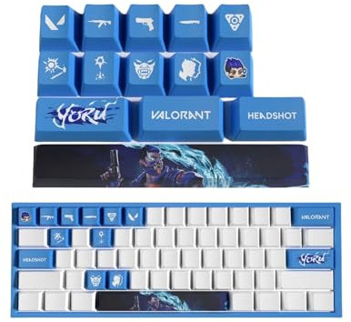 ButkUs Valorant Yoru Set mit 14 Tastenkappen für mechanische Tastatur, PC, Universal, PBT OEM Profile Dye Sublimation Layout, verschleißfeste Beschichtung, als Geschenk für Freunde