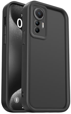 PanXCase Cover per Xiaomi 12 Lite - Custodia Silicone Sottile Elegant Disegni Morbida Leggera, Protezione Fotocamera Antiurto Antigraffio Case (Nero)