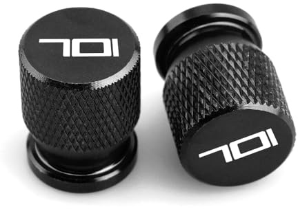 SUHNGE Für Husqvarna 701 Maßgeschneidert Motorrad Ventilkappen, 2 Stück Aluminium Ventilkappen Luftdichte Ventilkappen, Ventilschaftabdeckungen für Motorräder,Black