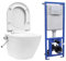 Wandhängendes spülrandloses WC mit verdecktem Spülkasten, Keramikweiß, WC-Sitz mit Absenkautomatik, WC-Sitz mit Schnellverschluss für leichte Reinigung, einfache Befestigung, Standard-WC-Sitze