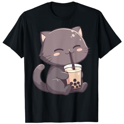 Süße Neko Katze Boba Tea Kawaii Anime Bubble Tea Katze T-Shirt