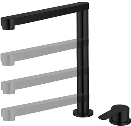 XJTNLB Grifo Cocina Plegable Bajo Ventana Negro Grifos de Cocina Fregadero Monomando Grifo Mezclador Cocina Fregadero Oculto de Elevación