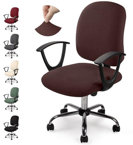 Bezug für Bürostuhl Bürostuhl-Bezug Waschbarer elastischer Sitzbezug Jacquard Computer-Bürostuhl Bezug Universal Stuhl Bezüge Drehstuhl Bezüge Set für Bürostuhl Armlehnen Stuhl (No Stuhl) (Braun,2)-Y