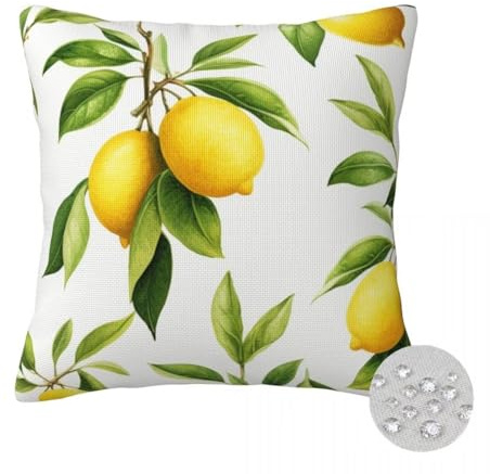 2er Set Kissenbezug 50x50 cm Outdoor Kissenhülle Wasserdichte Sofakissen Zitrone Gedruckte dekokissen Vegetativ Couch Kissen Outdoorkissen für Sofa Balkon Terrasse Garten Bauernhause Dekorativ -FS142