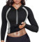DownLTL Sauna Effekt Anzug Taille Damen Top Suit Fitness Schwitze Lange Ärmel Neopren Shirt Abnehmen Korsett Schwitzjacke Thermo Body Shaper