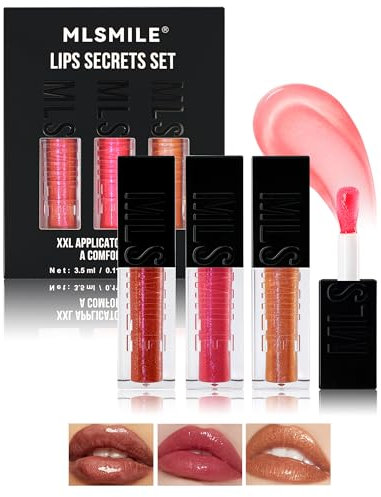 Glow Reviver Lip Oil-3PCS Nicht Klebriges Glänzender Lipgloss Für voller wirkende Lippen,Hydrating Lip Care tinted Lippenöl,Schimmer flüssiger Lippenstift Geschenkset für Frauentag Muttertag-setB